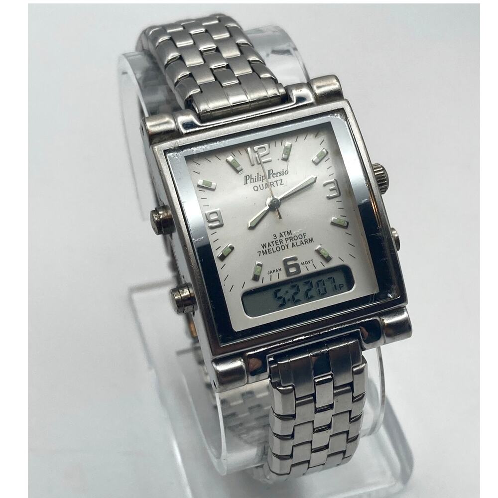 Philip Persio Hybrid Analog Digital Men's Watch 28mm New Batteries WR Date Timer